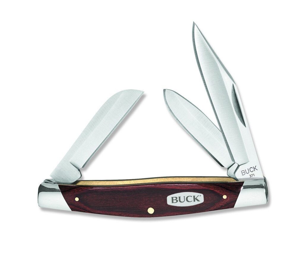 Buck Knives Stockman 3 Blade Pocket Knife with Wood grain Handle
