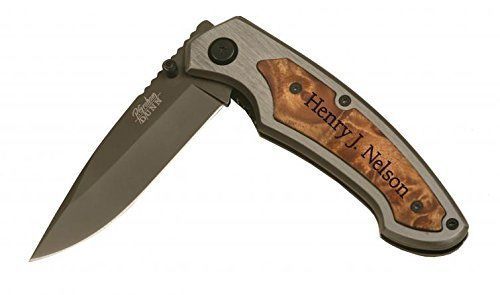 Laser Engraved Personalized Lock-back Pocket Knife with Clip 3.25 Blade