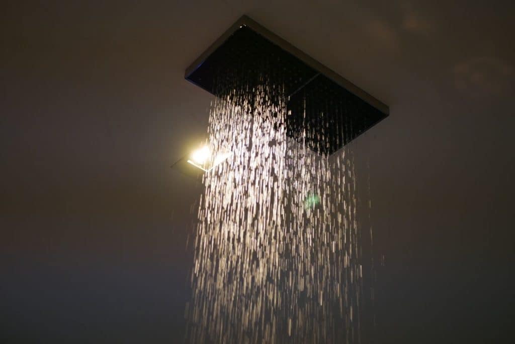 One of the Best Rain Shower Heads running with Light behind