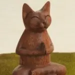 Hand-carved Namaste Cat Statue
