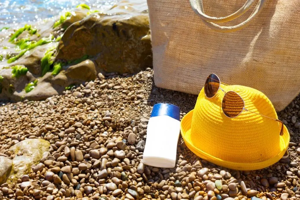 Yellow hat by eco-friendly sunscreen
